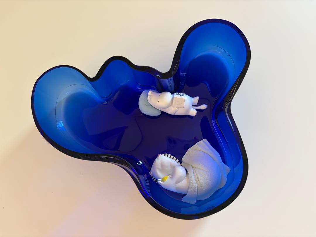  アアルトボウル195mm ブルー美品　ムーミンフィギア付き　希少