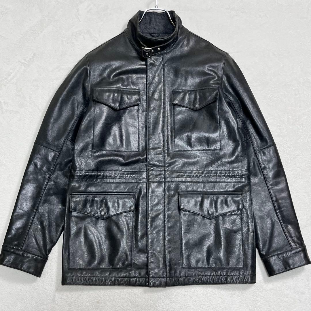 『ユナイテッドアローズ』M65 フィールドジャケット レザー 牛革 ダブルジップ