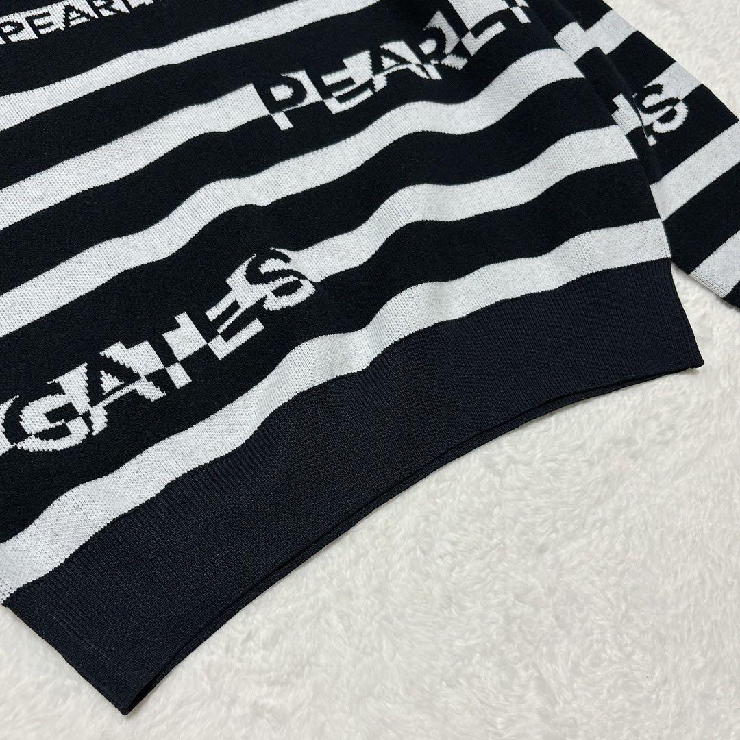 《美品》パーリーゲイツ ボーダーニットスカートセットアップ 黒×白 近年モデル