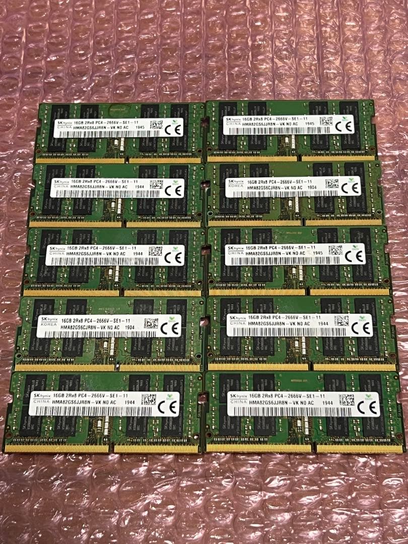 DDR4 ノート用メモリ PC4-2666 16GB 10枚 動作確認済