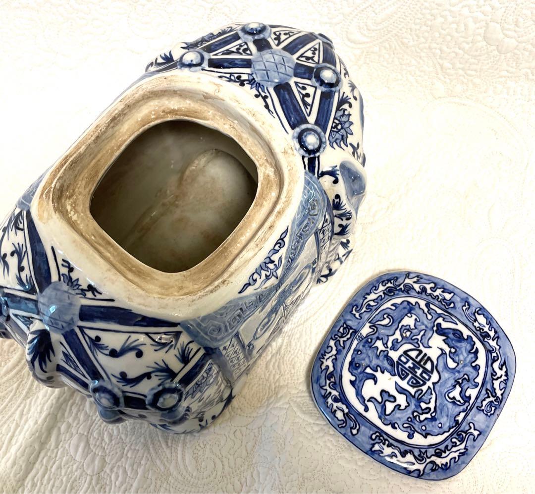 China Seas 象 陶器 置物 花器 小物入 Blue Elephant