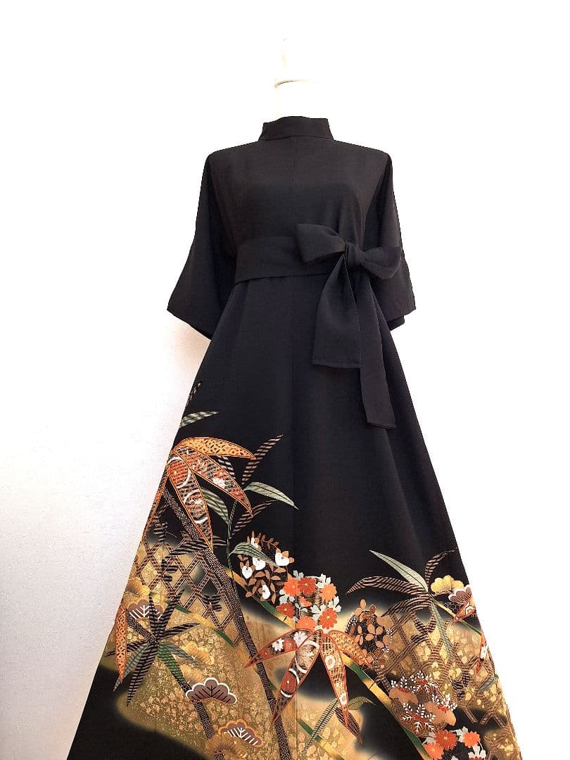 着物リメイクワンピース3674