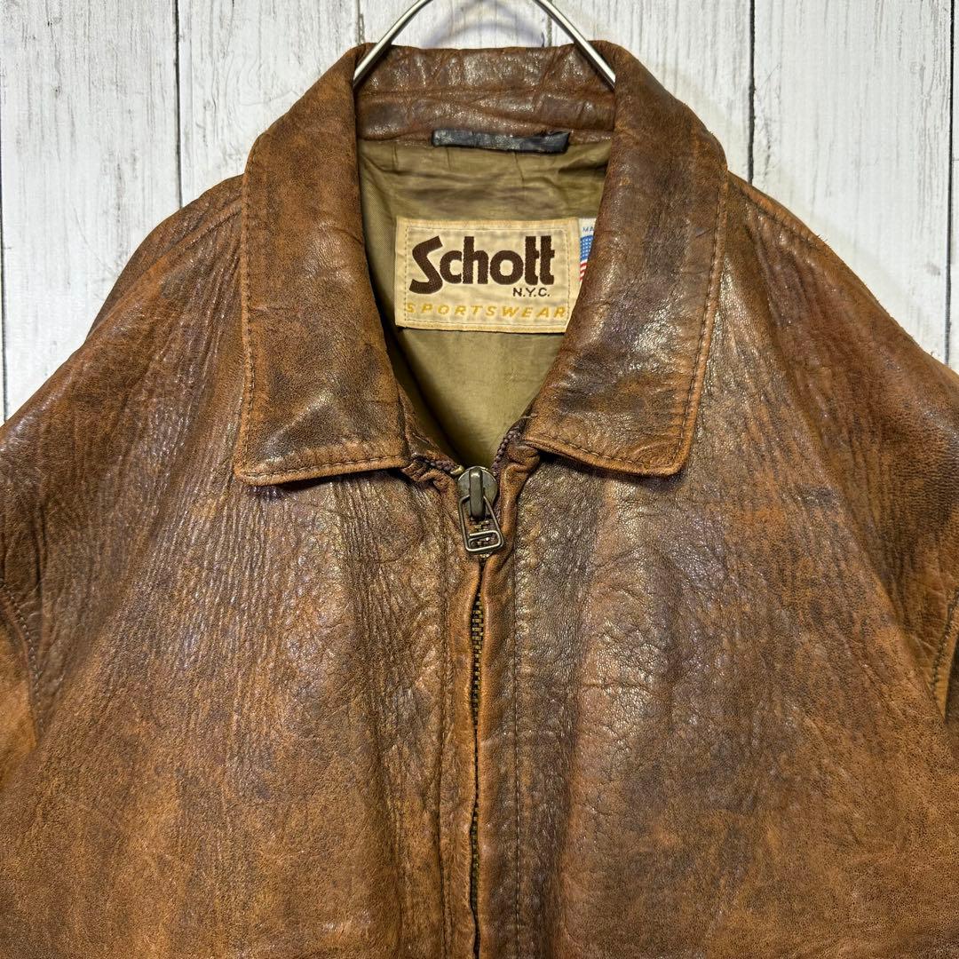 【Schott☆USA製☆A2レザージャケット】本革☆フライトJK 70s80s