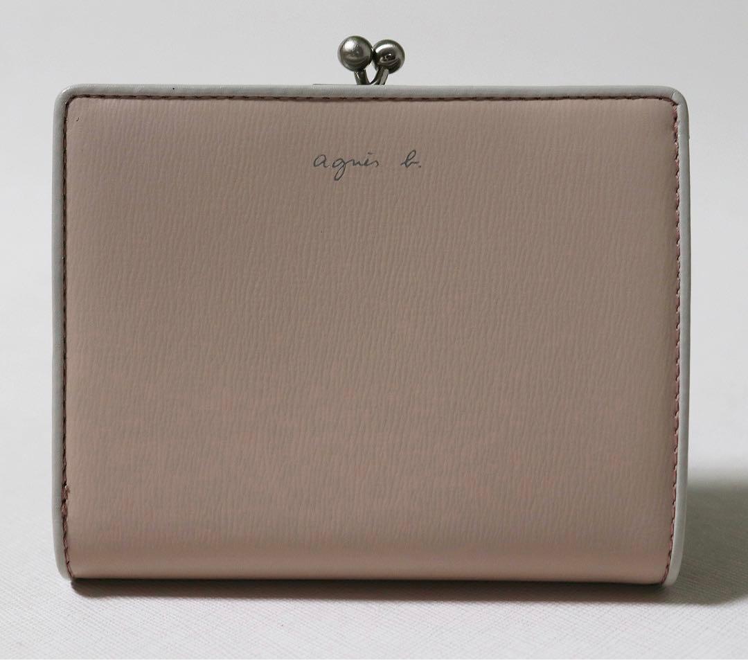 《アニエスベー》箱付新品 型押しレザー がま口2つ折り財布 口金 ウォレット