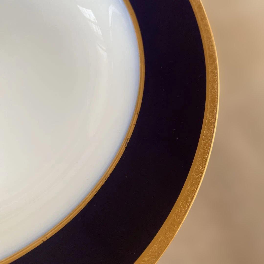 大倉陶園　ロイヤルブルー金彩のスーププレート　6枚