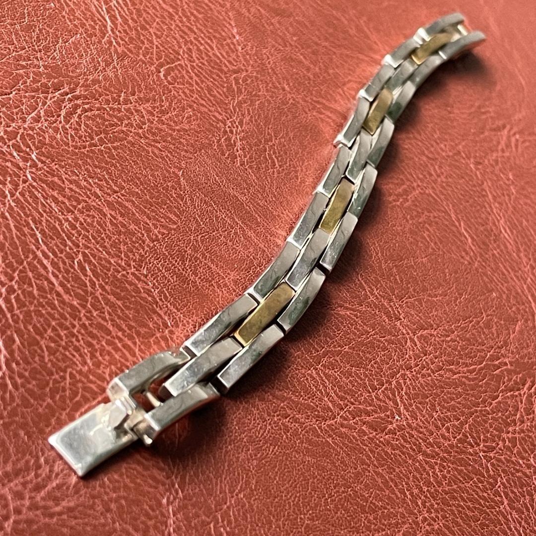 ヴィンテージ シルバー925 メンズ ブラス リンクブレスレット メキシコ製