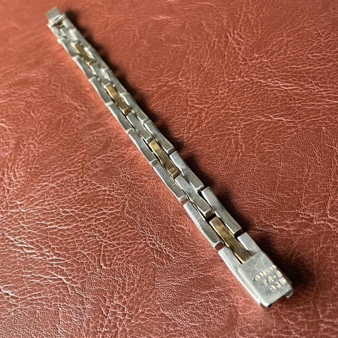 ヴィンテージ シルバー925 メンズ ブラス リンクブレスレット メキシコ製