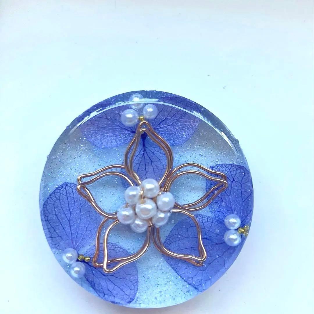 レジン　ヘアゴム　花モチーフ　紫陽花　ブルーパープル◡̈♥︎ 大