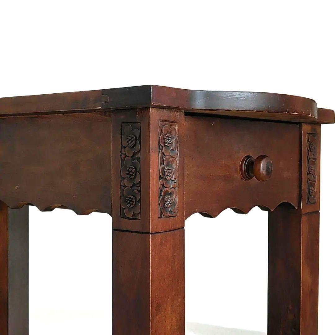 アンティーク　花台　可愛らしい　花柄　彫刻