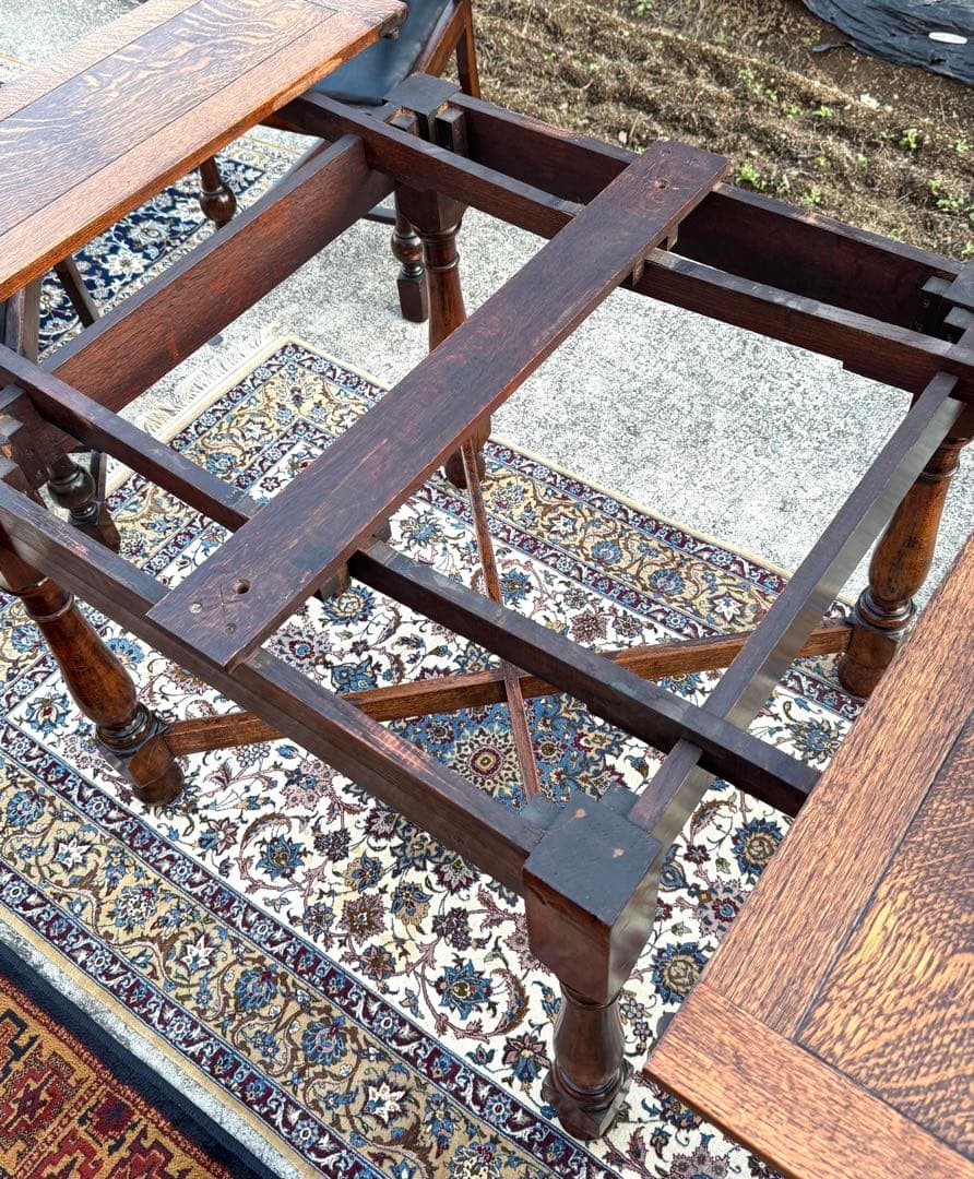 英国ドローリーフ 伸長式テーブル Lloyd's antiques 焼印あり