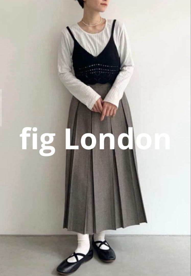​美品】fig London woolmood ボックスプリーツスカート グレー