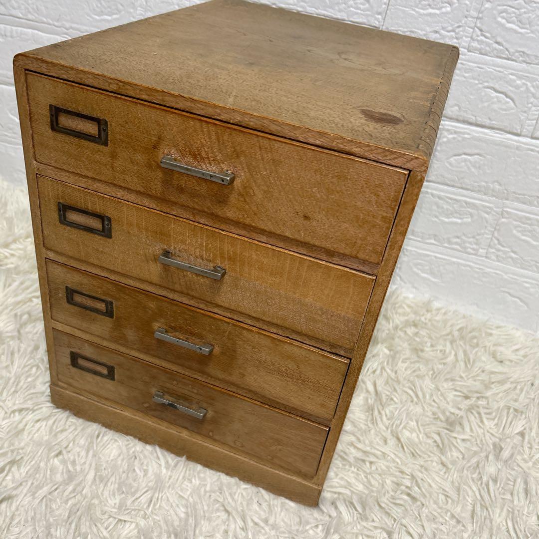 アンティーク古道具⭐︎ 引き出し4段　小引き出し ネームプレート付き　レターケース