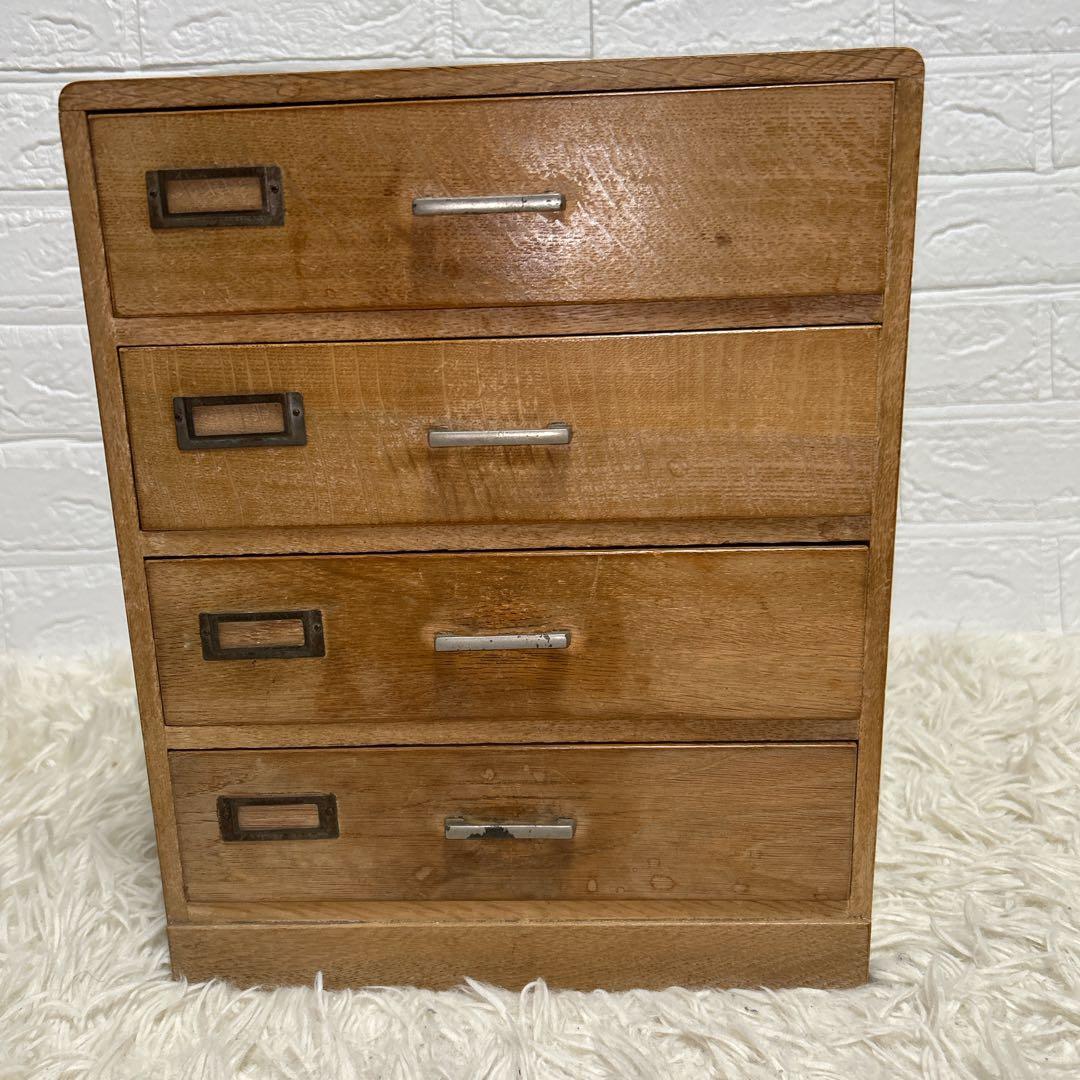 アンティーク古道具⭐︎ 引き出し4段　小引き出し ネームプレート付き　レターケース