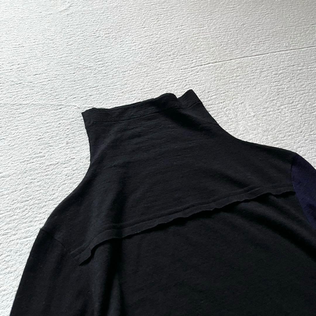 極美品 ワイズ Y’s バイカラー 異素材 レイヤード タートル ウール ニット