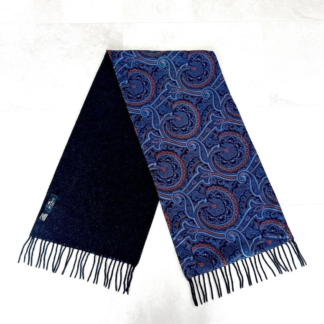 美品✨高級　エトロカシミヤ100シルク100総柄マフラー ストール リバーシブル