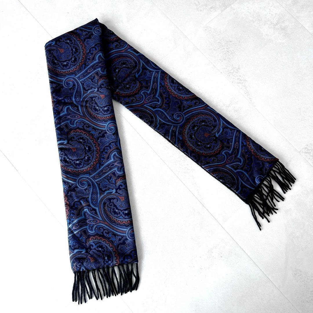 美品✨高級　エトロカシミヤ100シルク100総柄マフラー ストール リバーシブル