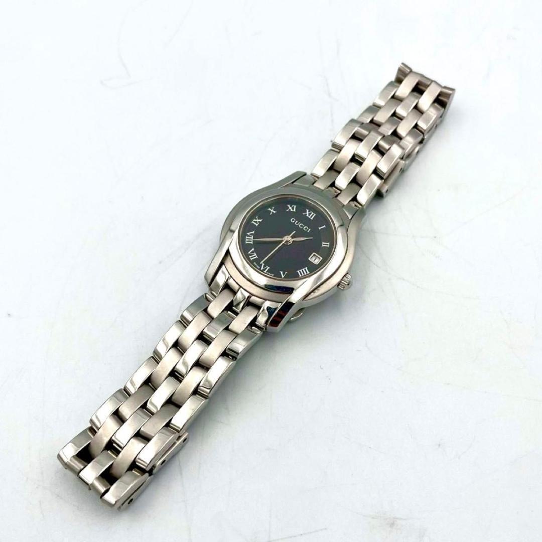 本日限定✨️525 新品電池 グッチ 5500L 腕時計 デイト ブラック文字盤
