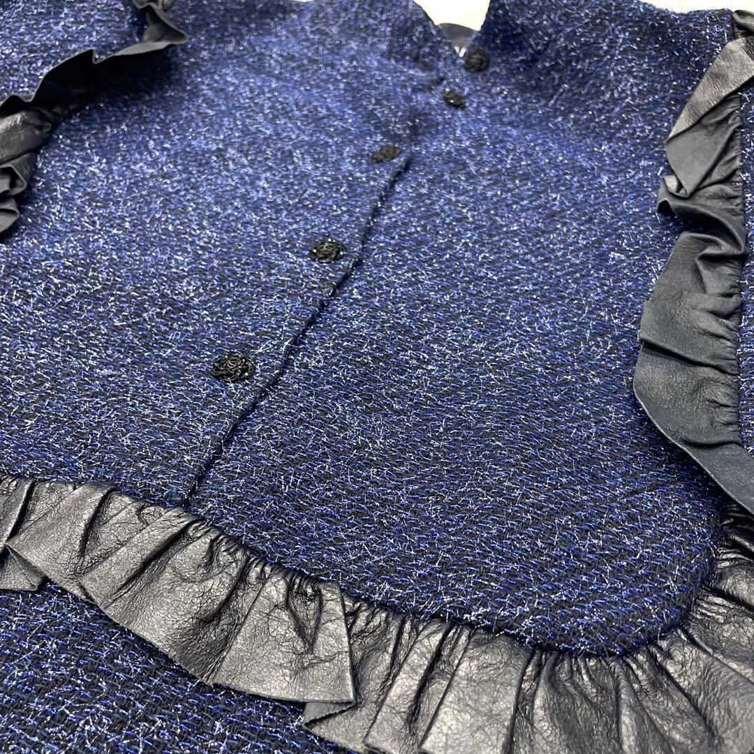 人気モデル✨CHANEL ラメ　ツイード　トップス　ネイビー