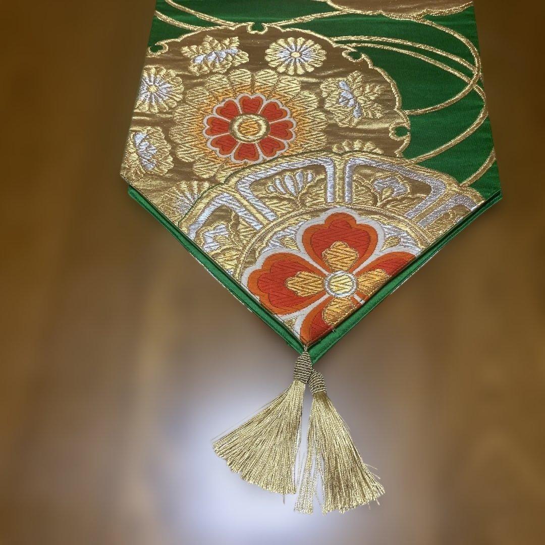 table runner 金彩古鏡文　帯リメイク　正絹