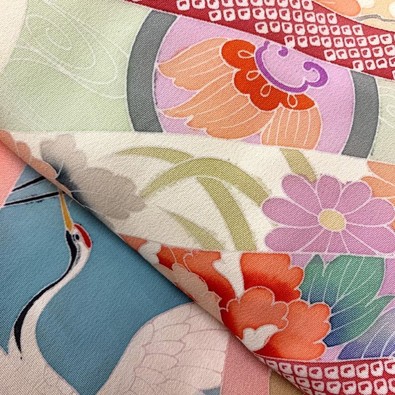 602ag8□七五三 三歳 女児 着物&チュール帯＆長襦袢 束ね熨斗□美品