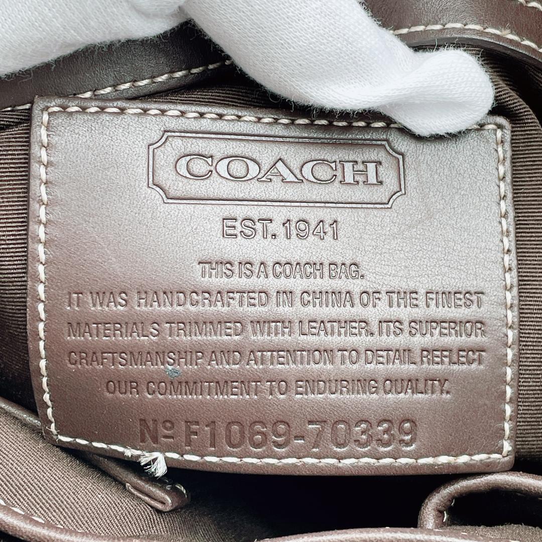 コーチ　メッセンジャーバッグ　レザー　PVC　A4収納可能　男女兼用　ブラウン