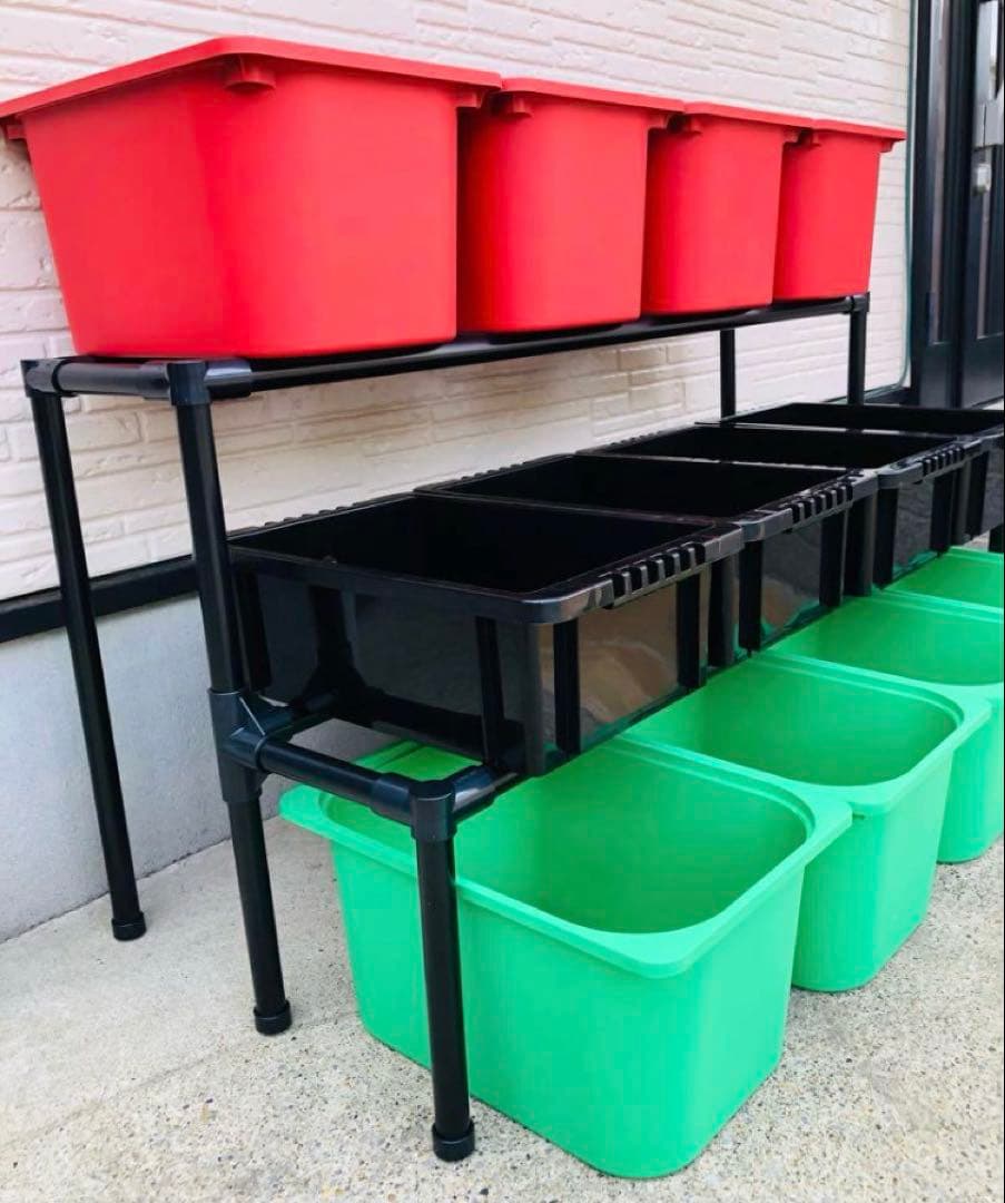 メダカ飼育ラック ブラック【接着剤付】 NVBOX13を12個置けます