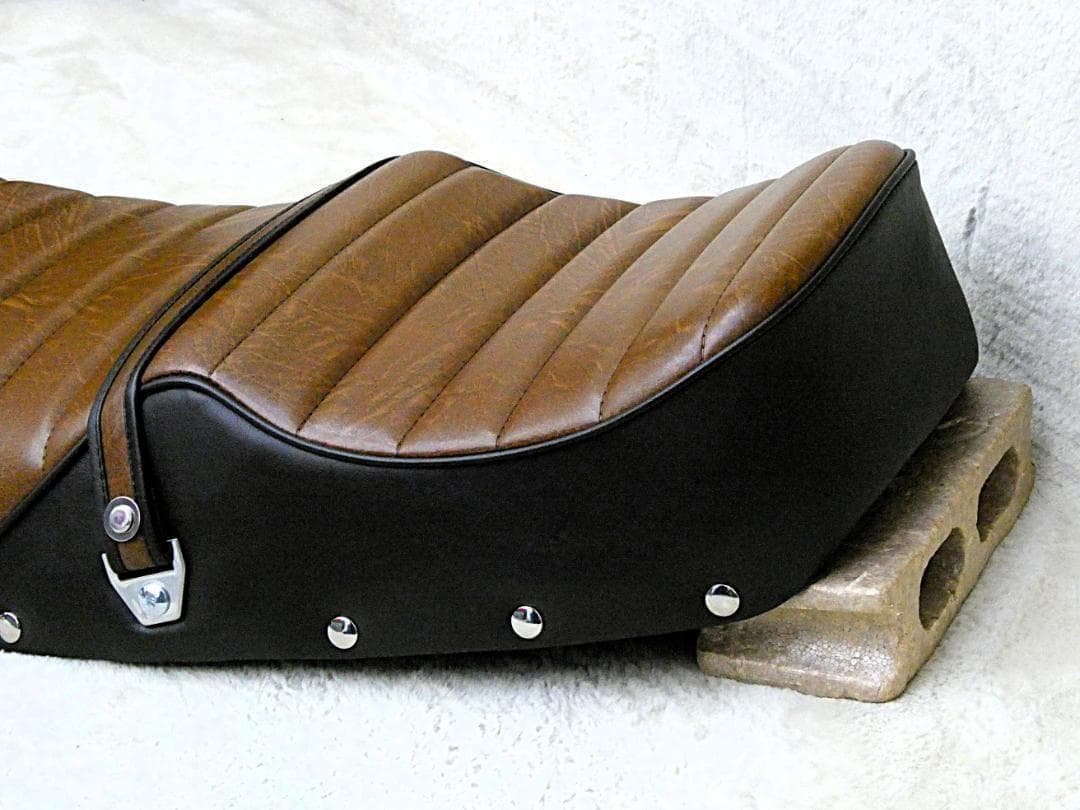 ホーク2　シート　茶　ツートン　ボタン/レザーCB250T