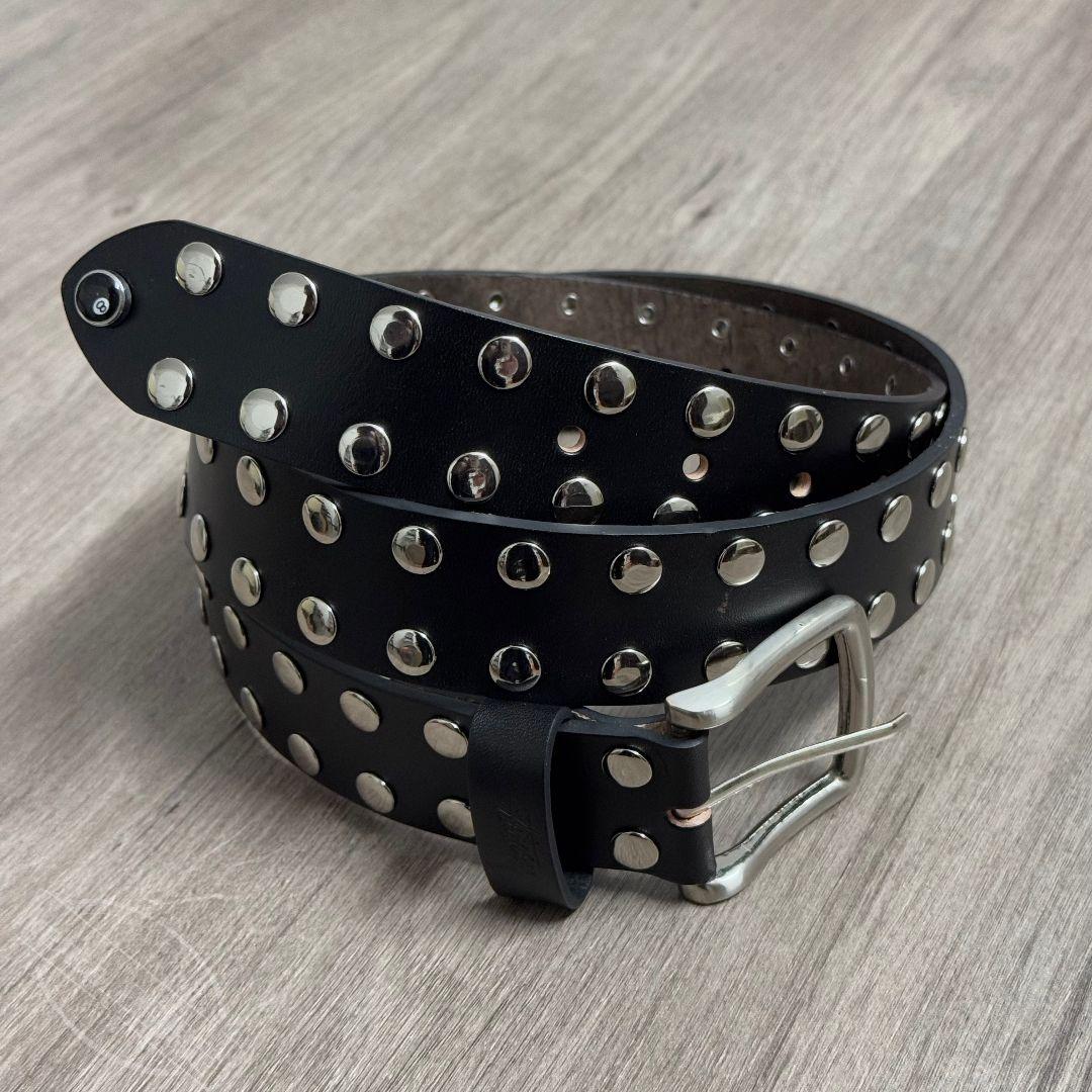 STUSSY 8BALL レザーベルト スタッズ メンズL/XL