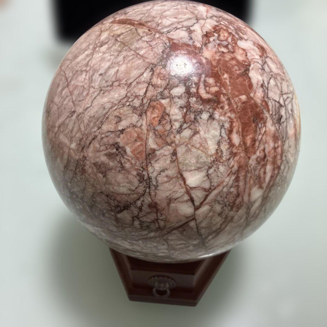 大型高級大理石 球体置物 木製台座付き( 球直径160mm)