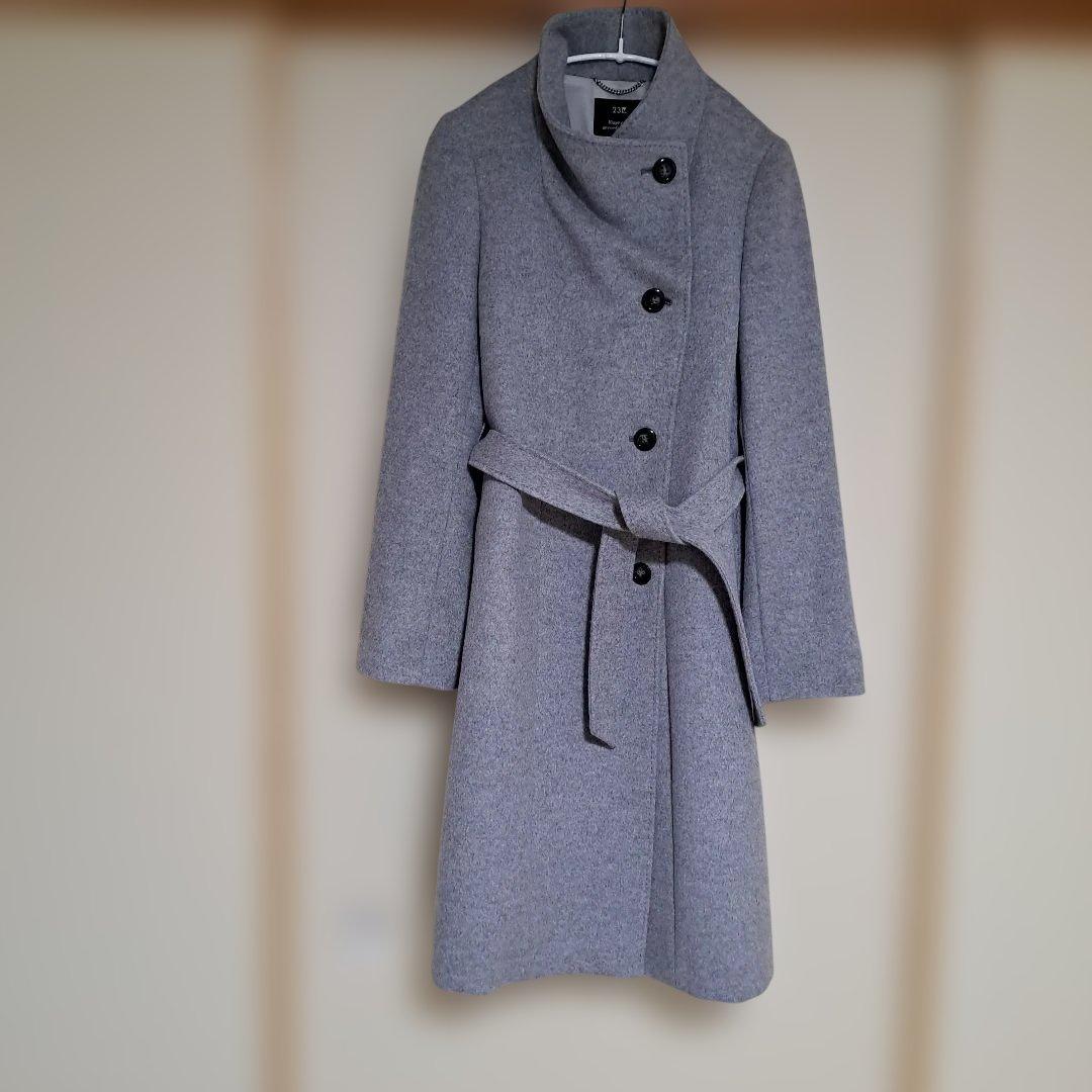 週末限定価格　23区 サイズ38 ライトグレー 羊毛アンゴラ混合コート