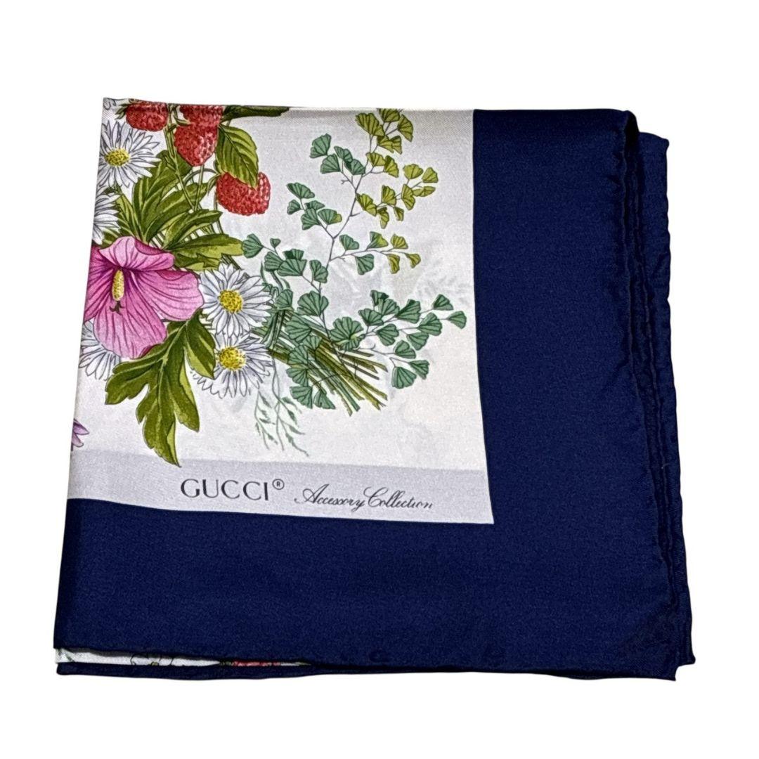 極美品✨GUCCI グッチ シルク イタリア 花柄 ロゴ 大判スカーフ ストール