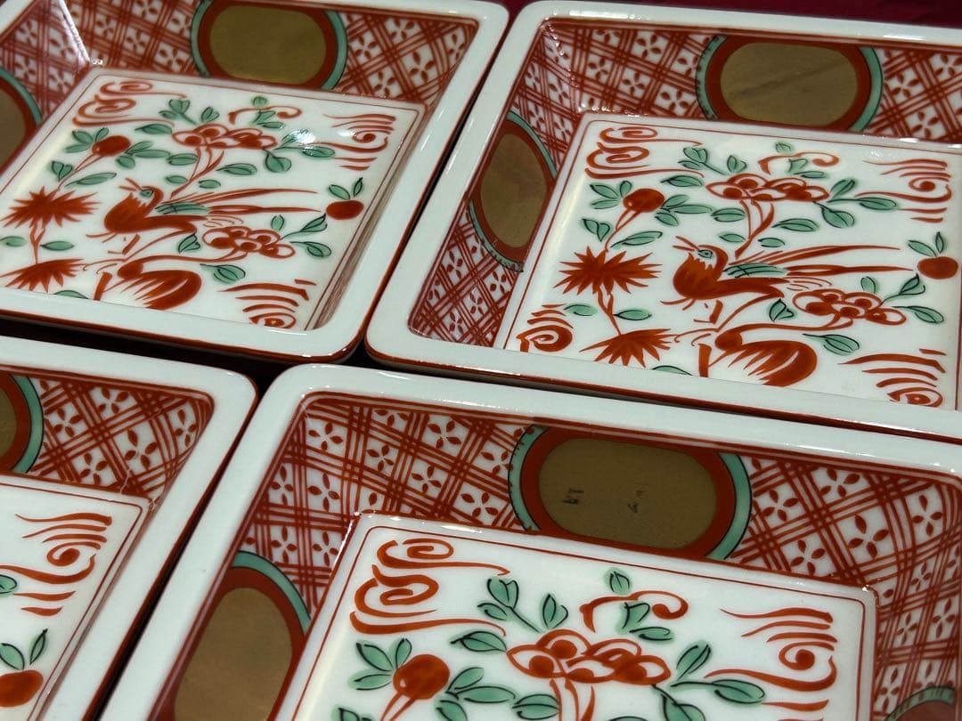 5名様　お正月御膳セット　赤絵　たち吉　羽子板皿　花鳥金彩丸紋角鉢　吸物椀など