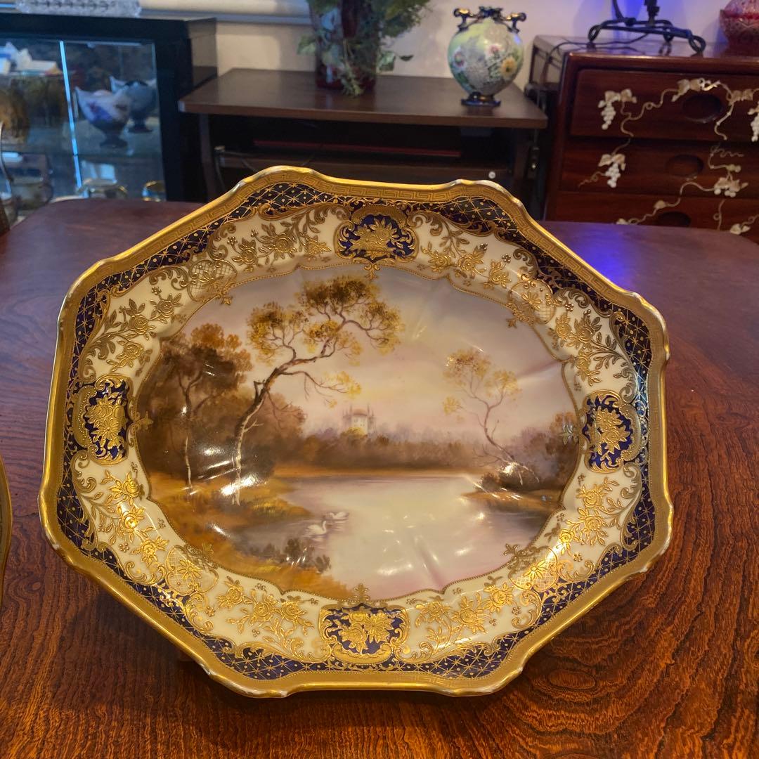 オールドノリタケ　　 繊細な風景画プレート3点セット