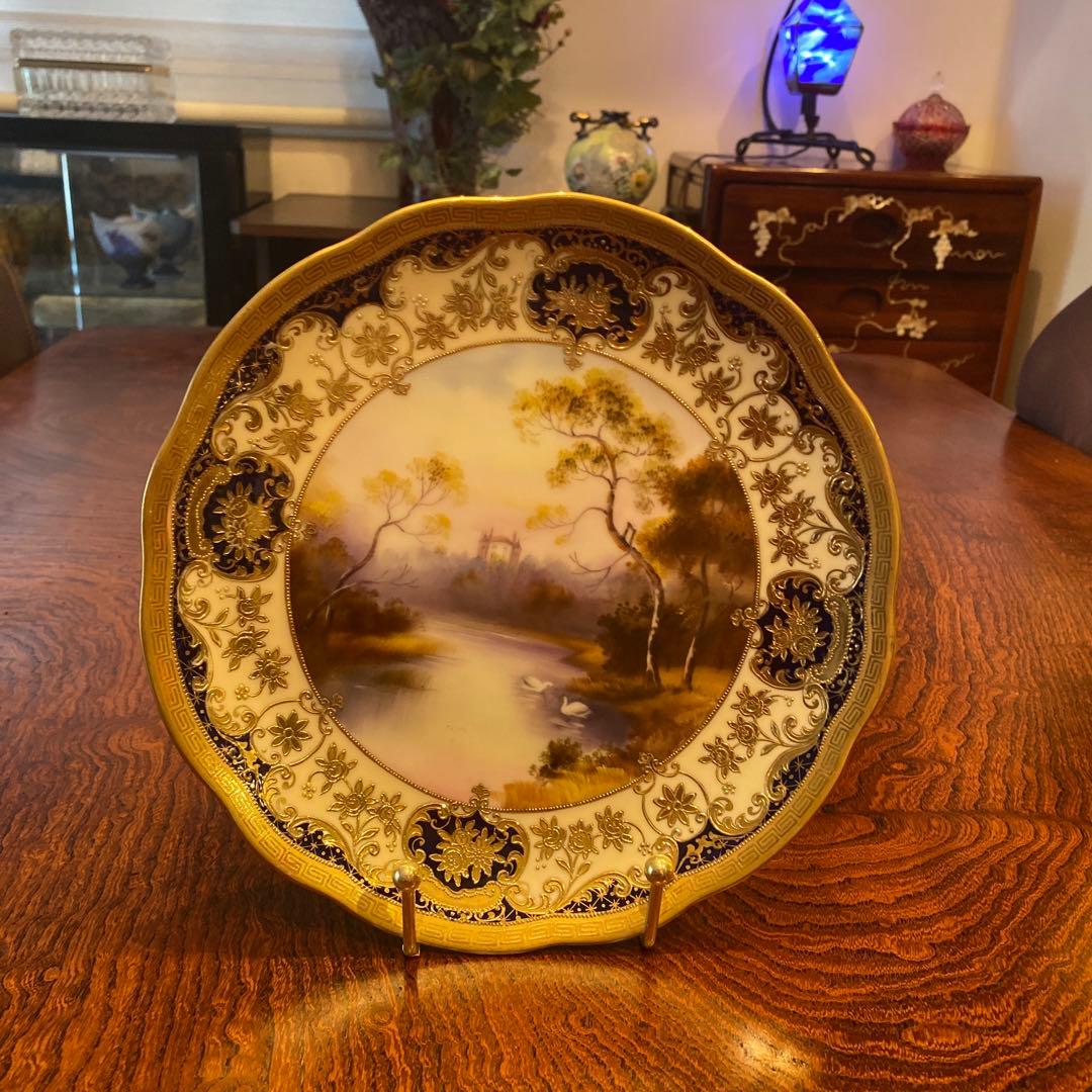 オールドノリタケ　　 繊細な風景画プレート3点セット