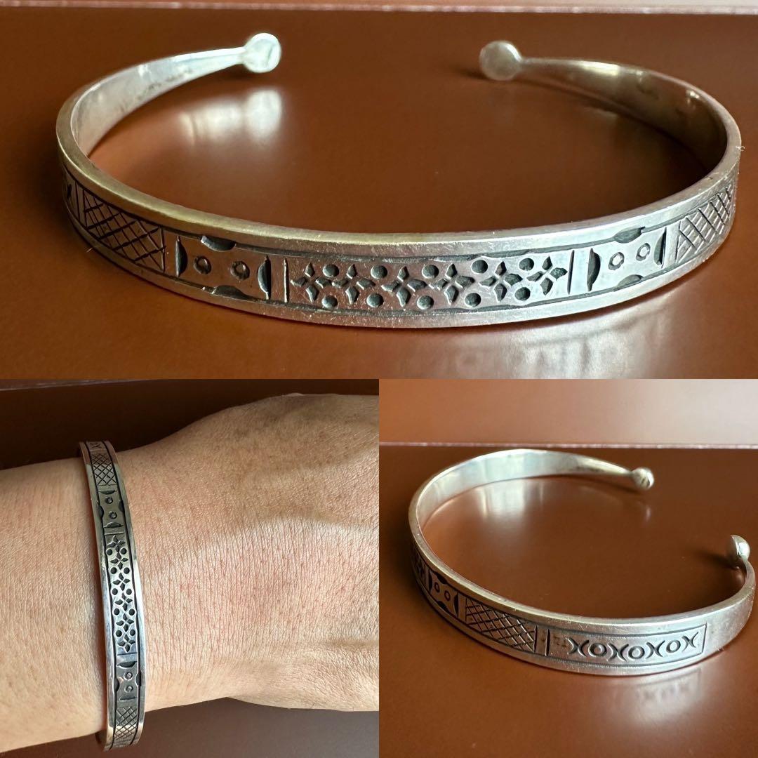 未使用品・トゥアレグ族　幅細シルバーバングル　ハンドメイド　サハラ砂漠2