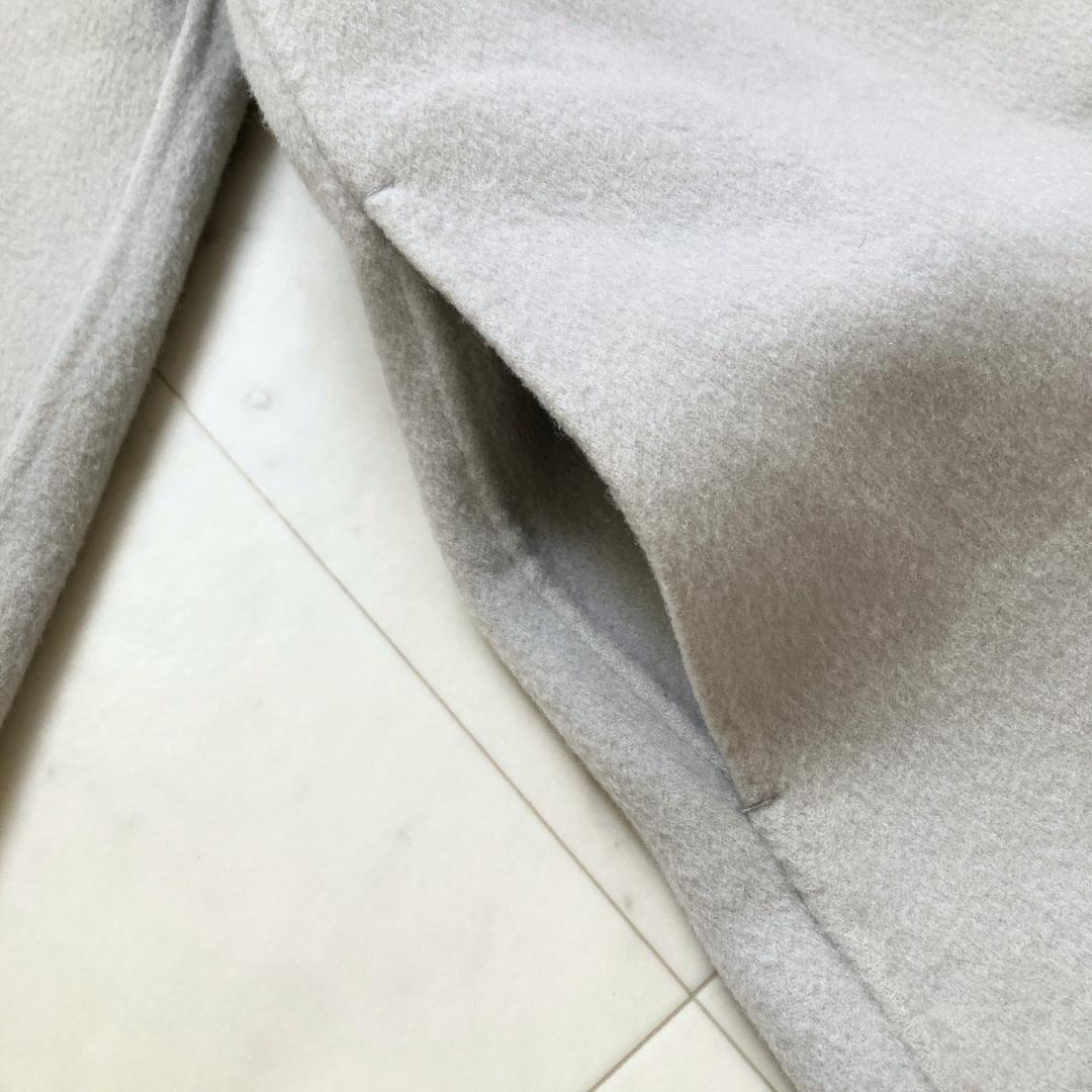 美品　アドーア　カシミヤ入り2トーンコート　ノーカラー　38 グレー