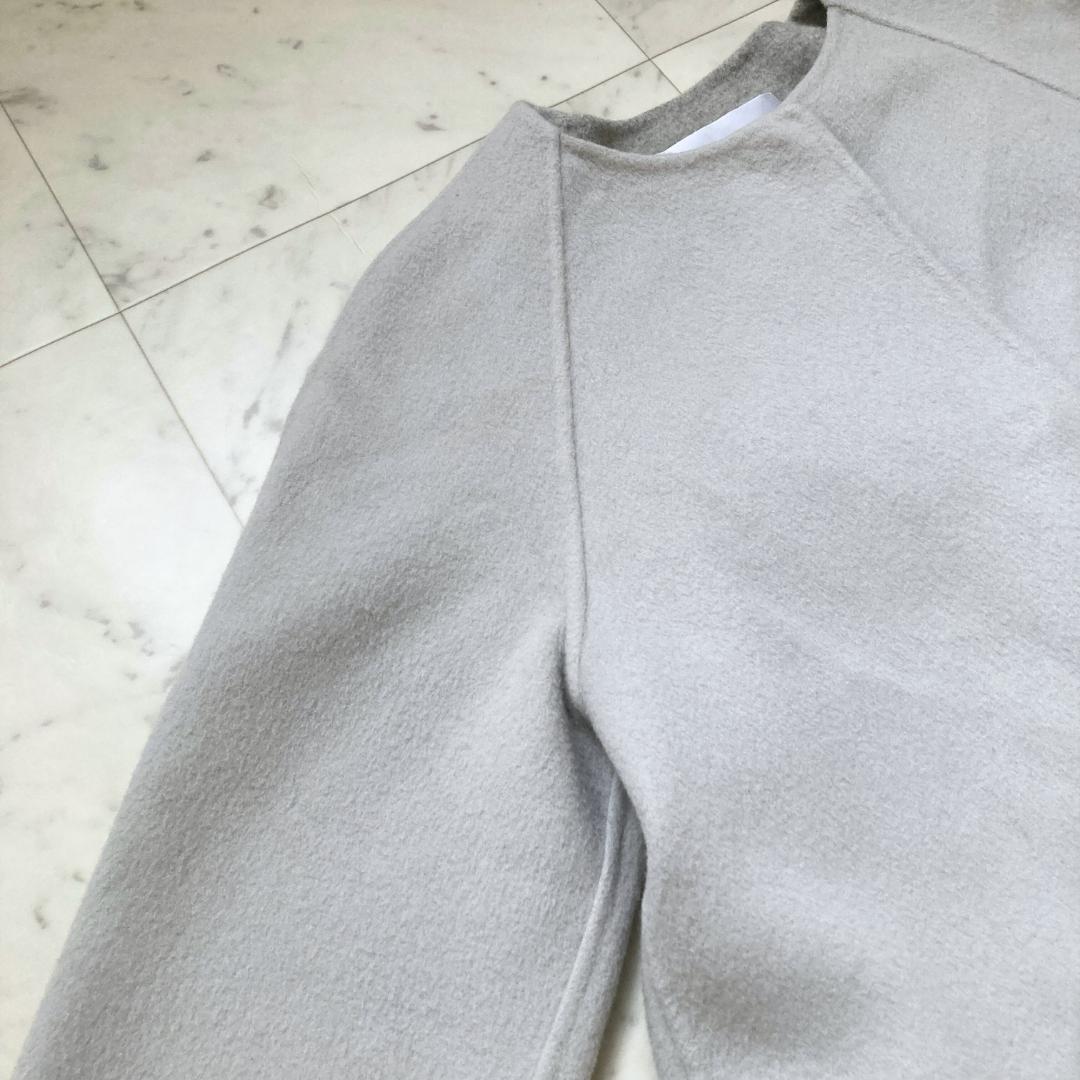 美品　アドーア　カシミヤ入り2トーンコート　ノーカラー　38 グレー