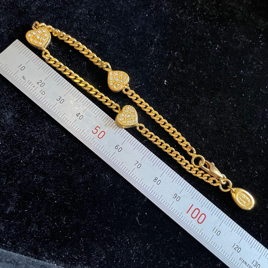 CELINE　オールドセリーヌ　ブレスレット　ハート　ラインストーン