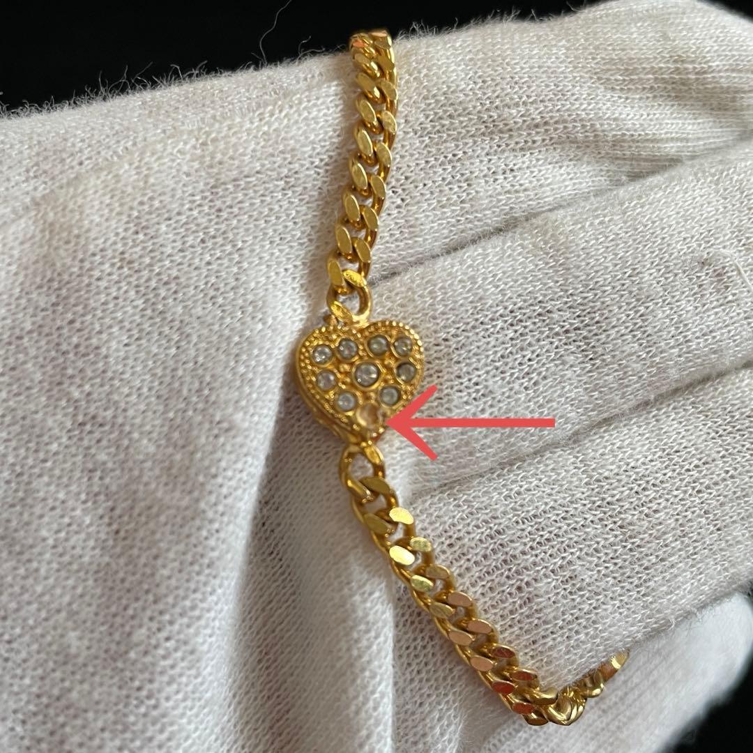 CELINE　オールドセリーヌ　ブレスレット　ハート　ラインストーン