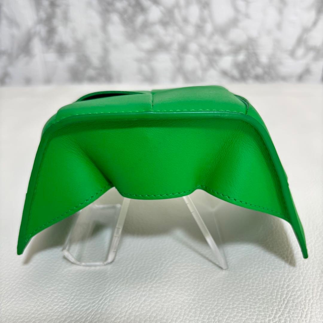 【現行】RFID ボッテガヴェネタ ケース カセット レザー 緑 小銭入