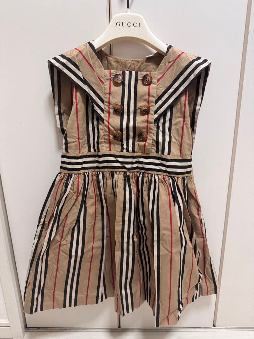 バーバリーBURBERRY ストライプ セーラー襟 ワンピース 6Y 116cm