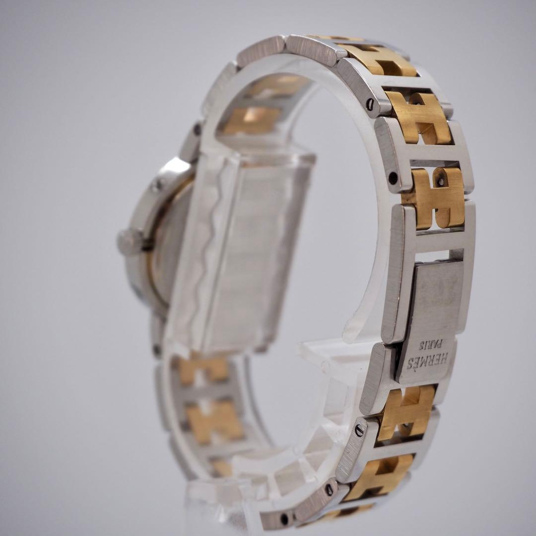 73 稼働 HERMES 時計　クリッパー　箱付き　レディース　デイト コンビ