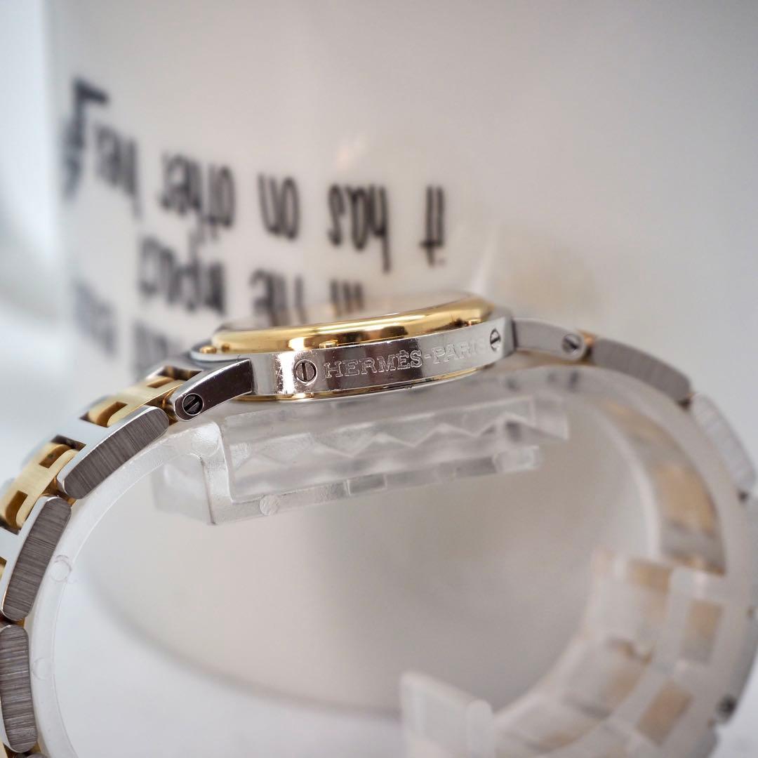 73 稼働 HERMES 時計　クリッパー　箱付き　レディース　デイト コンビ