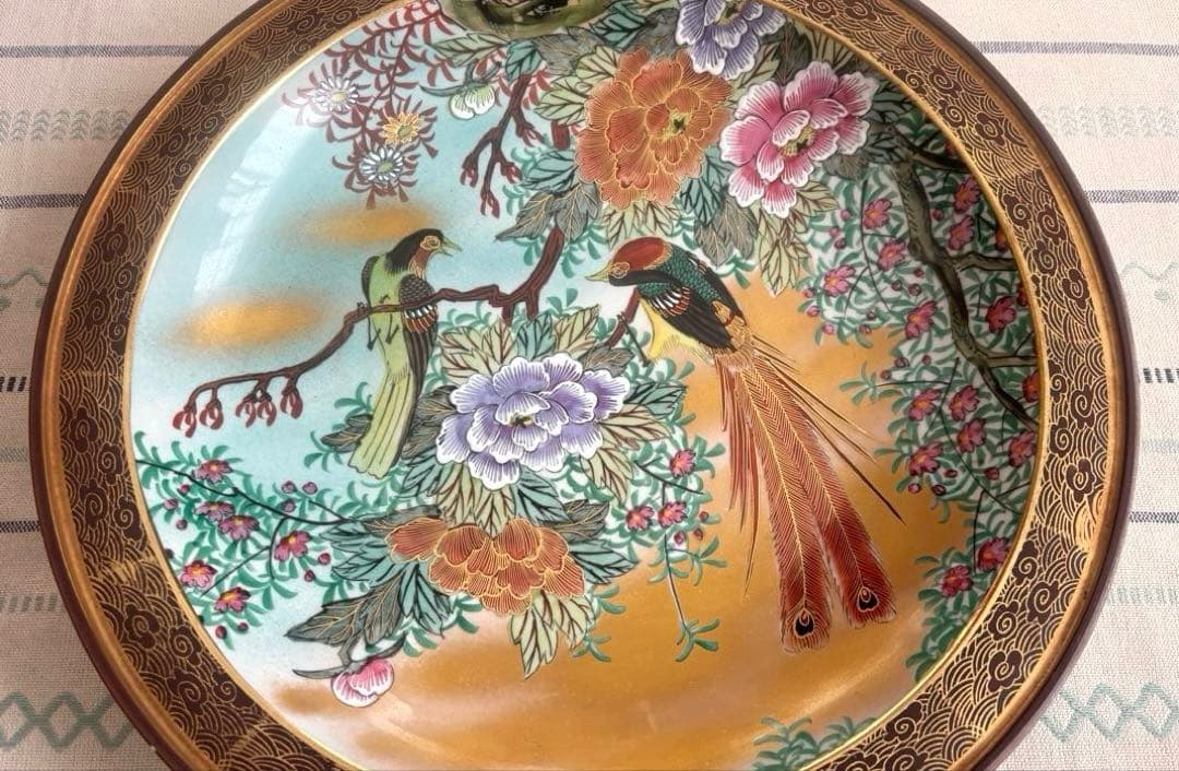 SALE✩.*˚九谷焼 光山窯 花鳥柄 大皿 絵皿