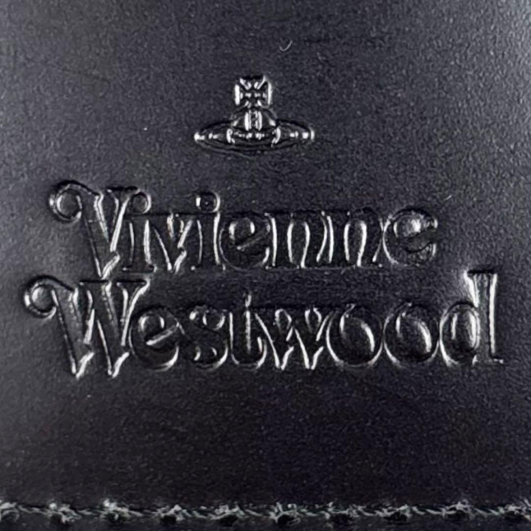 極美品 ヴィヴィアンウエストウッド レザー 折り財布 ステッチ オーブ カーキー