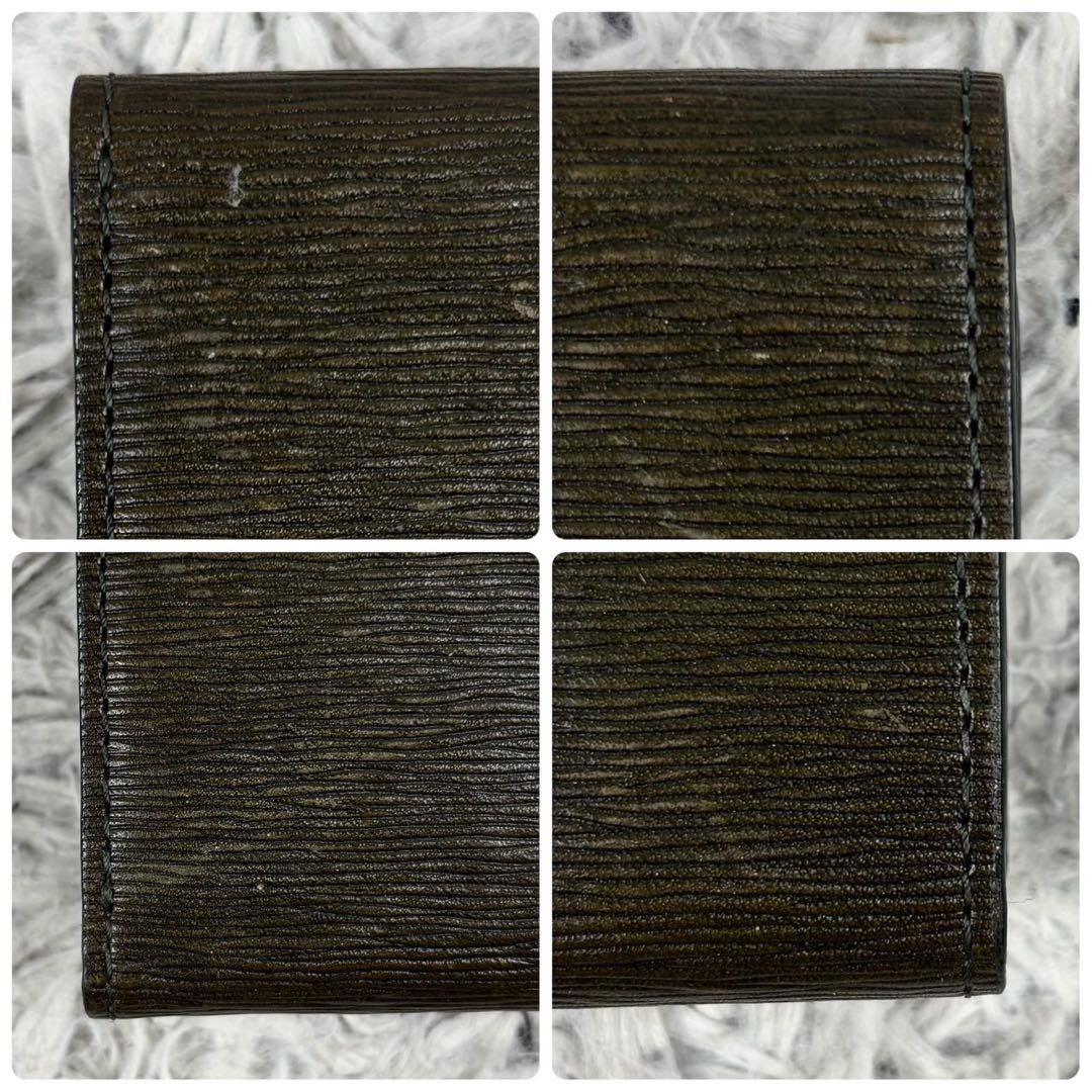 極美品 ヴィヴィアンウエストウッド レザー 折り財布 ステッチ オーブ カーキー