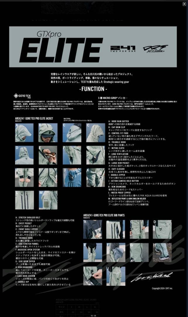 ウェア DRTAREA241 ELITE GORETEX PRO drt area241