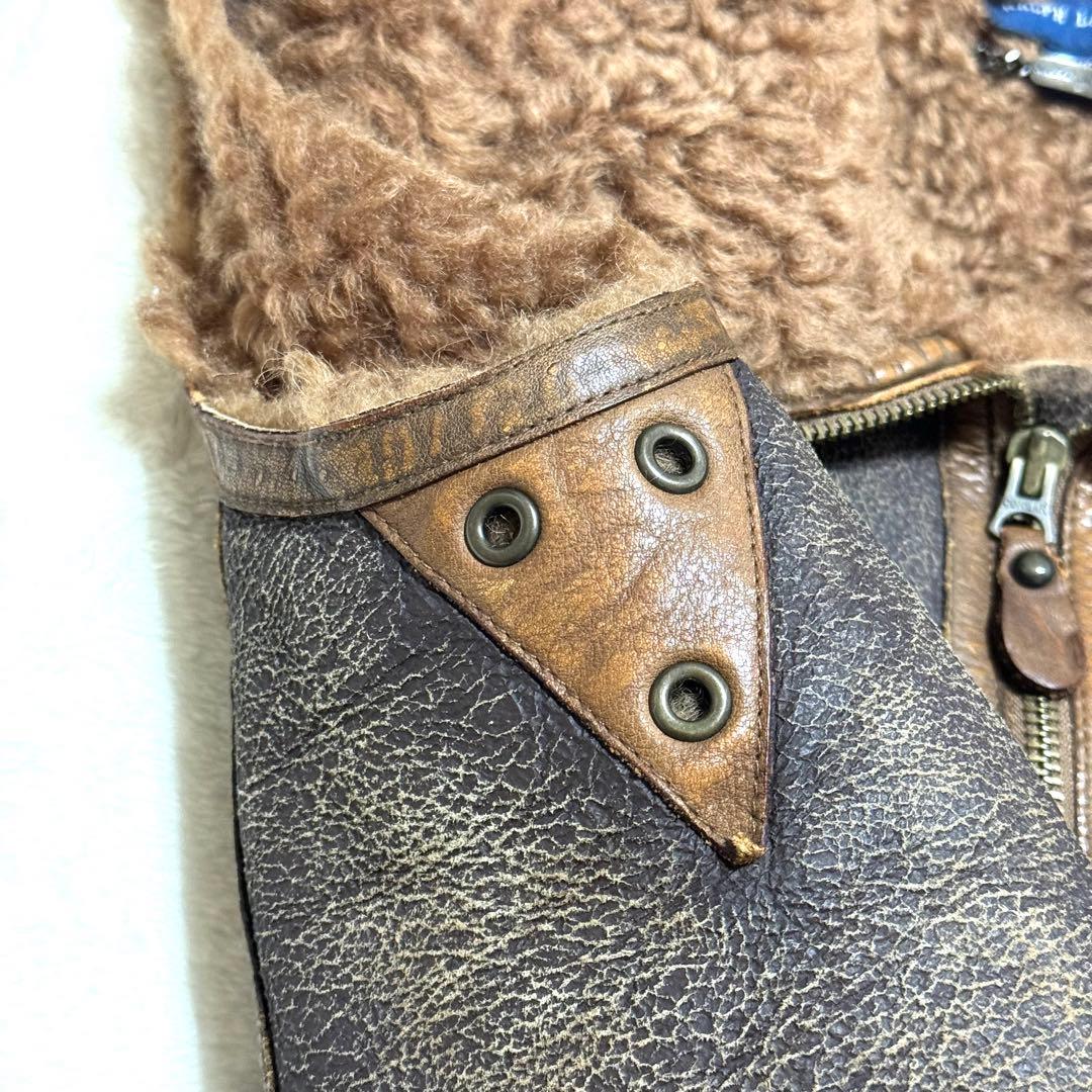 希少 美品 RALPH LAUREN XL ラム レザー ベスト ラルフローレン