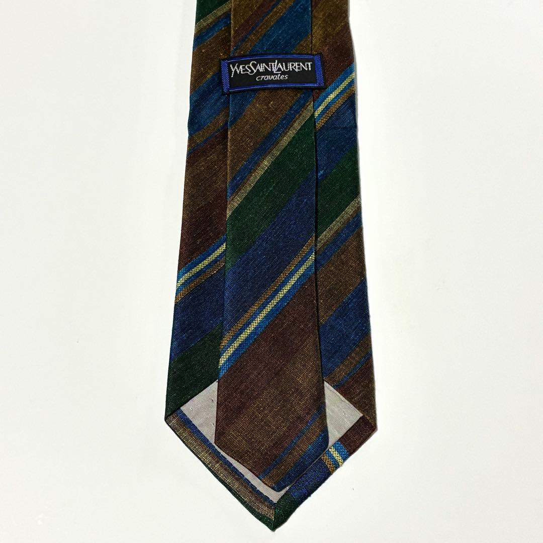 3760✨極美品✨イヴサンローラン ネクタイ レジメンタル カサンドラ ロゴ