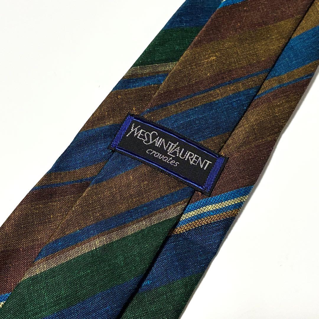 3760✨極美品✨イヴサンローラン ネクタイ レジメンタル カサンドラ ロゴ